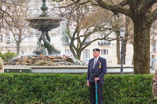 Brighton, United Kingdom - Nov 12, 2023: Remembrance ceremony for those who have fallen in wars in which the UK was involved, up to the present date.