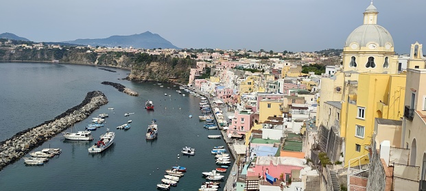 Procida is a town and comune in the province of Naples in the Campania region in Italy. Island in the Tyrrhenian Sea. Colorful island.