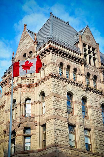 istock An old city hall in Canada against the blue sky 187044421