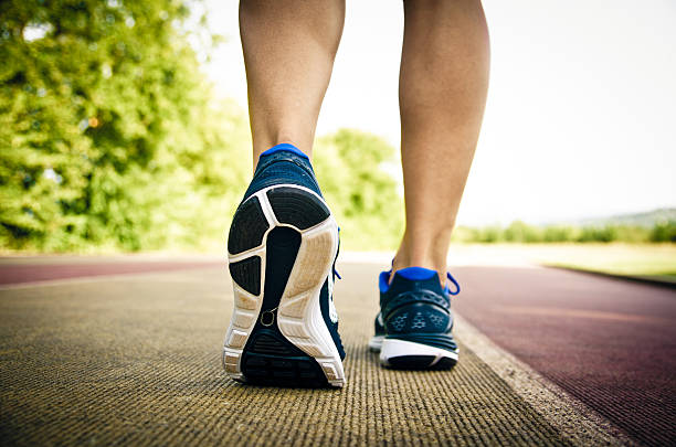istock Detail of an athlete's shoe while jogging 187044909