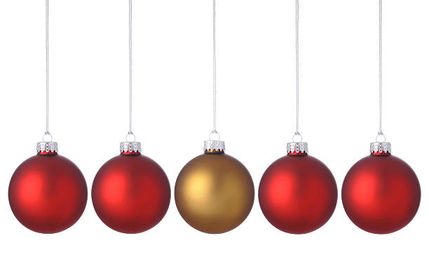 istock Red Holiday Ornaments With One Gold 187044944