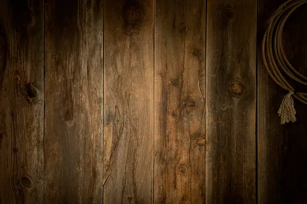 This image is a weathered barn wood wall lightened in the center and darkened on the edges with a roping lasso on the upper outside http://www.garyalvis.com/images/wildWest.jpg