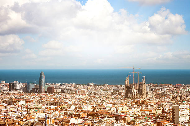 Barcellona panoramic cityscape Barcellona cityscape in a beautiful day, Spain. barcelona skyline stock pictures, royalty-free photos & images