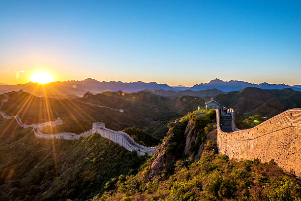 greatwall with sunset greatwall with sunset jinshangling stock pictures, royalty-free photos & images