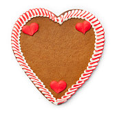 Gingerbread Cookie Heart with copyspace on white
