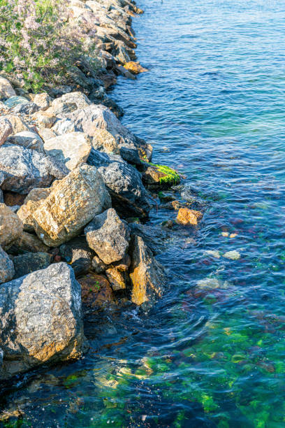 mare rocce e - zen like sea horizon over water blurred motion ストックフォトと画像