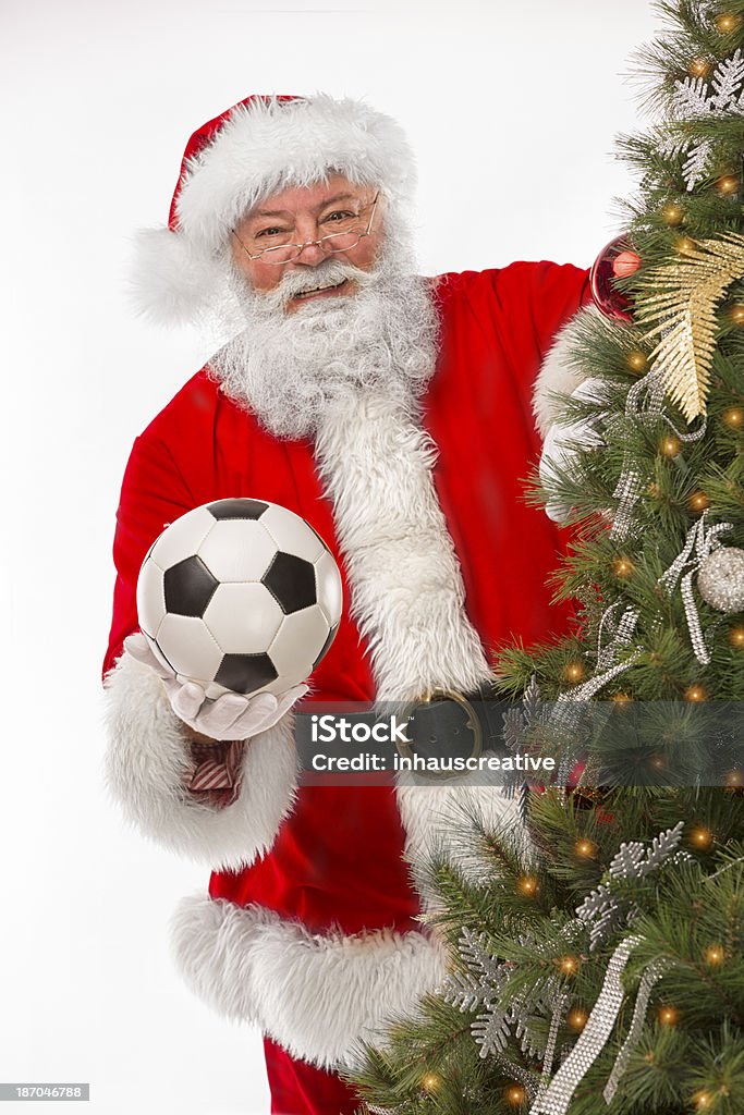 Real Père Noël avec ballon de football - Photo de Adulte libre de droits