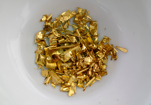 gold flakes. recorvery of gold from electronics