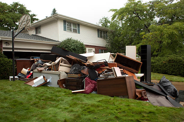 Water ruined furniture Boulder Colorado floods stock photo
