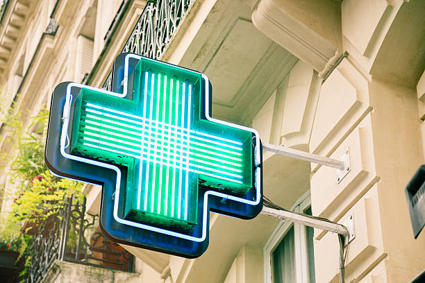 istock French generic drugstore neon sign 187047329