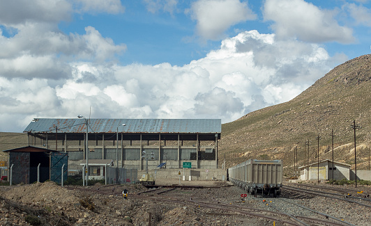 Canahuas, peru, 12 14 2023 : train station in the Altiplano in the Andes Mountains between Canabaconde and Arequipa.