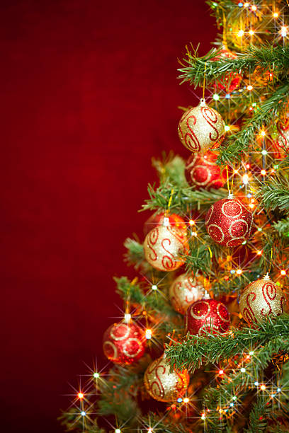 istock Greeting card, one side covered with ornate Christmas tree 187048034