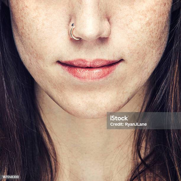 Nose Ring Stock Photo - Download Image Now - Nose Ring, One Woman Only, Women
