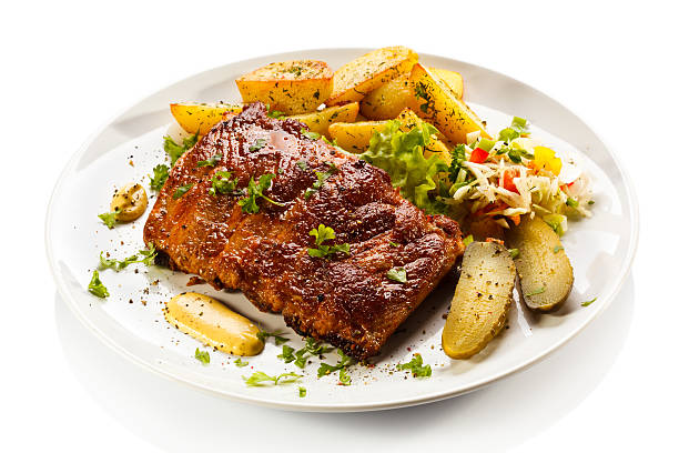 Grilled meat and vegetables