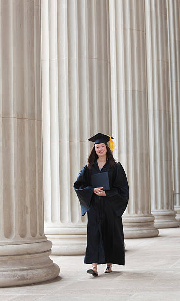 istock Graduating Woman Student Walking on College Campus Vertical 187048351