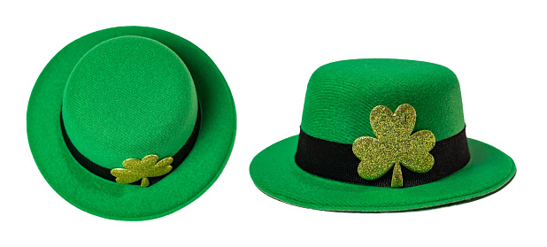 St. Patrick's Leprechaun hat isolated on white or transparent background, cutout.