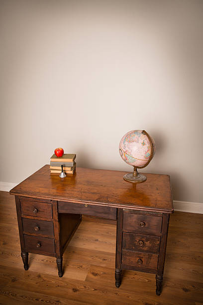 istock Vintage Books and Globe Sitting on Desk, With Copy Space 187051404