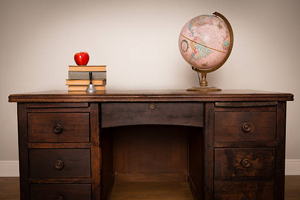 istock Vintage Books and Globe Sitting on Antique Desk 187051430
