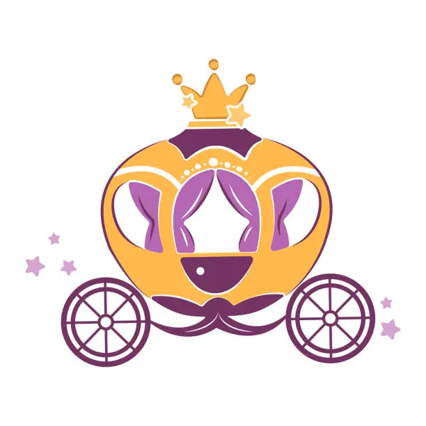 Vector illustration of Vector illustration of a fabulous carriage. A carriage for Cinderella. Children's illustration