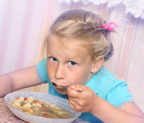 istock Little Girl Eating Soup 187052093