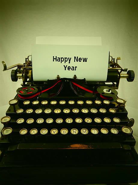 istock Antique Typewriter with Happy New Year 187052522