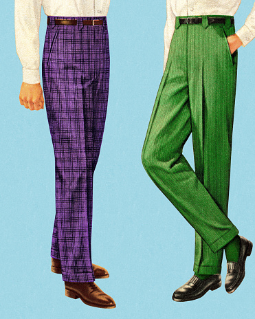 Men Wearing Purple and Green Pants