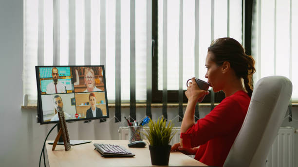 istock Business person discussing on webcam 1870532695