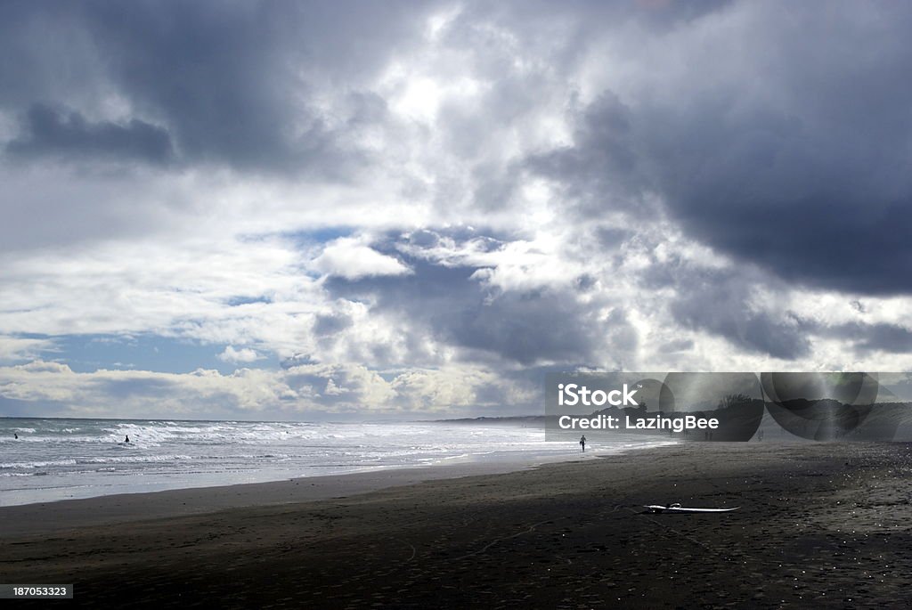 Cloudy Beachscape, Muriwai Beach, New Zealand  Auckland Stock Photo