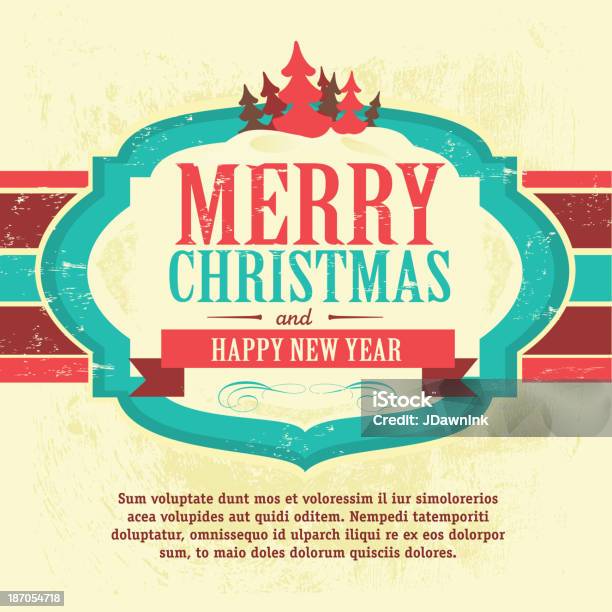 Retour Du Rétro De Voeux Joyeux Noël Design Template Vecteurs libres de droits et plus d'images vectorielles de Carte de voeux et d'anniversaire