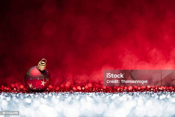 Christmas Bauble Star Red Bokeh Defocused Decoration Gold Stock Photo - Download Image Now