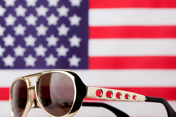 istock Retro sunglasses infront of American flag 187055613