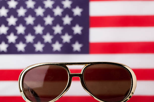 Retro sunglasses infront of American flag