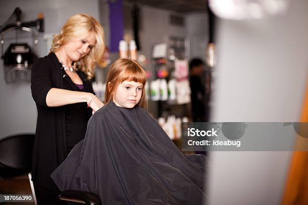 Little Redhaired Girl Getting Her Hair Styled In Salon Stock Photo -  Download Image Now - iStock