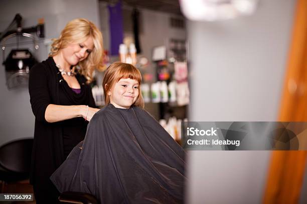 Little Redhaired Girl Getting Her Hair Styled In Salon Stock Photo -  Download Image Now - iStock