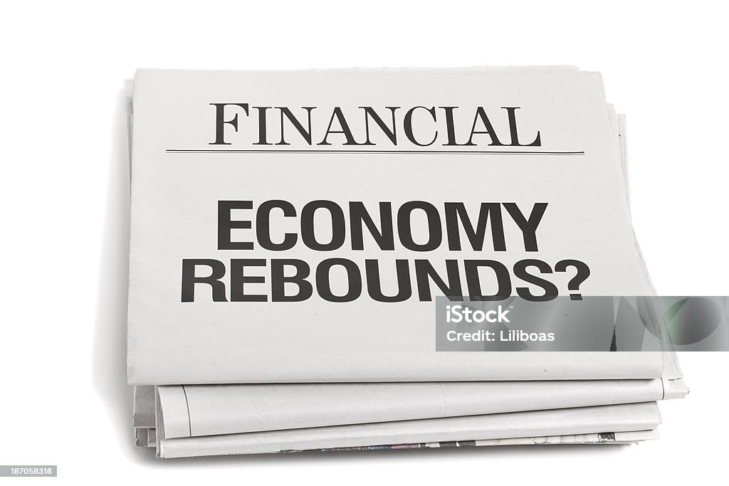 Newpaper manchetes Economay Rebotes - Foto de stock de Primeira Página de Jornal royalty-free