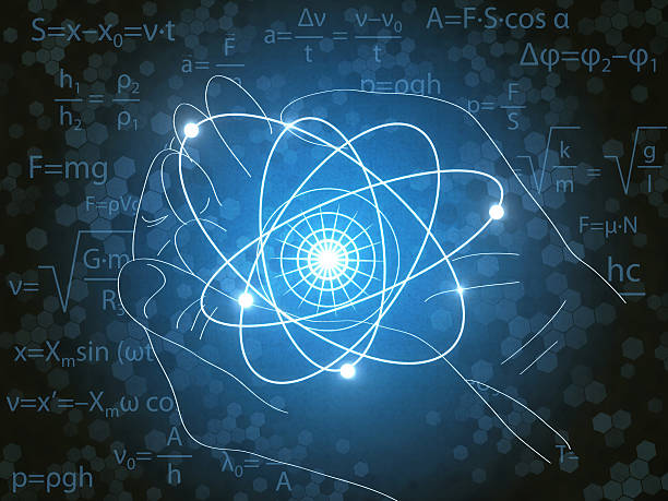 Atom In Hands Abstract 3D illustration. neutron photos stock pictures, royalty-free photos & images