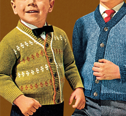 Two Little Boys Wearing Caridigans