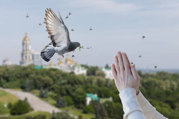 istock Concept of prayer and hope for a world without war. 1870599337