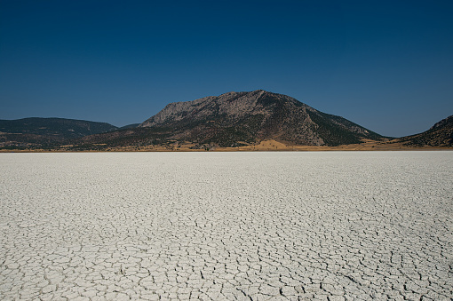 Lake Çorak (Bayndr), which dried up in Burdur, Turkey.