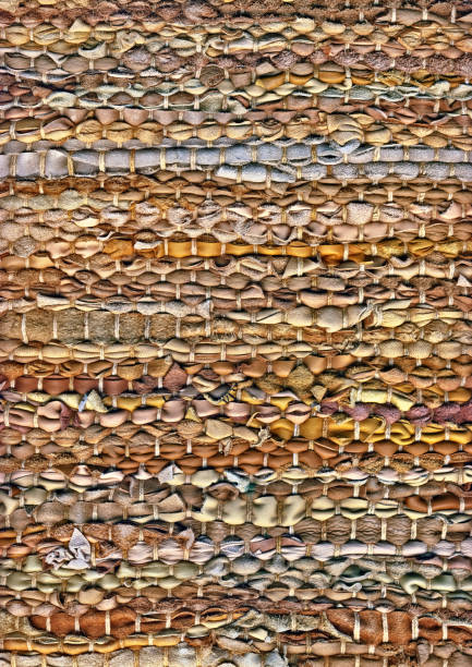 Floor Rug Multicolor Leather Woven Grunge Texture