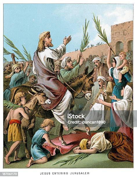 Jesus Entering Jerusalem Stock Illustration - Download Image Now - Jesus Christ, Jerusalem, Palm Sunday