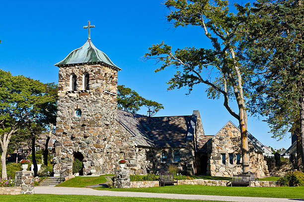 igreja episcopal de st. ann, em kennebunkport, maine. - episcopalian - fotografias e filmes do acervo