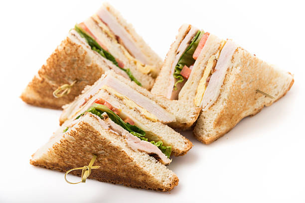 клубный сэндвич - sandwich club sandwich ham turkey стоковые фото и изображения