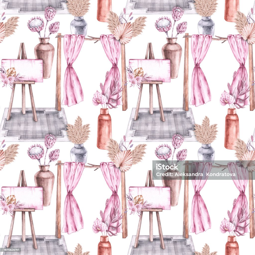 Wedding Pattern Design Wedding Pattern With Accessories Wedding Arch Flowers On A White ...