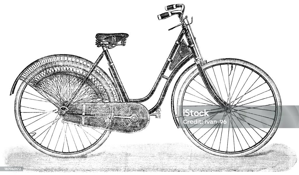 female bike old-fashioned female bike Bicycle stock illustration