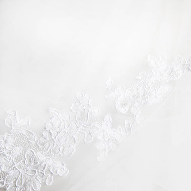 Detail of a wedding dress with floral decorations perfect for backgrounds