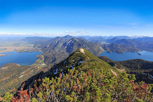 istock Looking down from Mountain Herzogstand to Lakes Walchen and Kochel 187063649