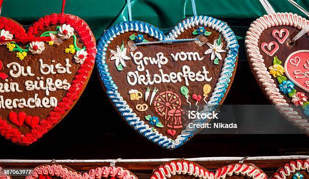 Gingerbread Hearts At The Beer Fest Stock Photo - Download Image Now - Bavaria, Beer Festival, Cake