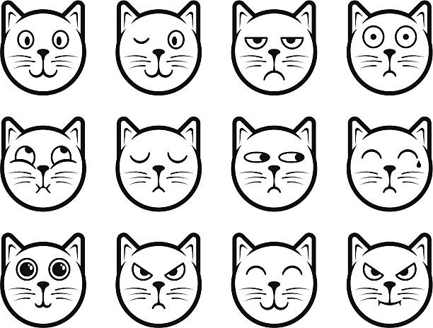 Cat smiley icons vector art illustration