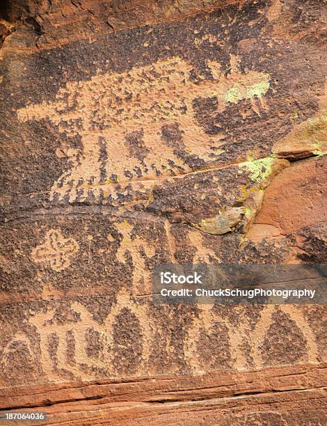 Petroglyph Indianischen Kunstwerken Stockfoto und mehr Bilder von Puma - Raubkatze - Puma - Raubkatze, Stich, Antike Kultur